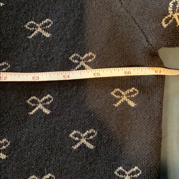 Ann Taylor Navy Silver Bow Print Sweater - Picture 7 of 8